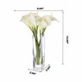 thumbnail image 4 of Enova Home Artificial Flowers Cream Real Touch Calla Lily Fake Silk Flowers Arrangement in Clear Rectangle Glass Vase with Faux Water for Home Office Wedding Decoration, 4 of 4