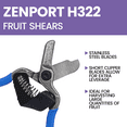 thumbnail image 4 of Zenport H322 Fruit Shears with Strap, Lemon Citrus Clipper, 5.5-Inch, Blue - 20 Pack, 4 of 5