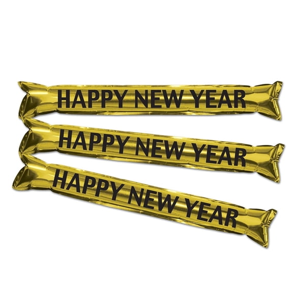12 Pair Beistle New Year's Eve Metallic Make Some Noise Party Sticks- Gold