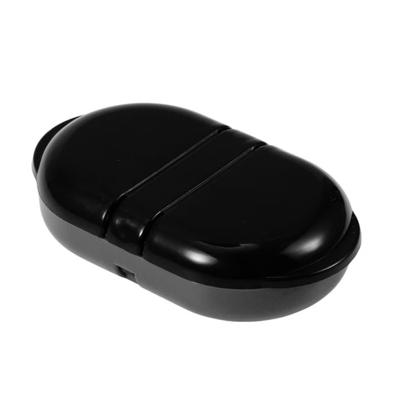 Unique Bargains 1 Pc Flip Up 2 Compartment Pill Case Durable for Travel Gray Black