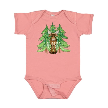 

Inktastic Alaska Moose and Trees Gift Baby Boy or Baby Girl Bodysuit