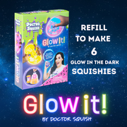 Doctor Squish Squishy Maker 6-Pack Refill, 6 Balloons and Clips, Glow it! Neon Edition