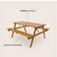 thumbnail image 4 of JONATHAN Y BNH200A-NEW Shoreham 55" Modern Classic Outdoor Wood Picnic Table Benches with Umbrella Hole, Teak Brown, 4 of 6