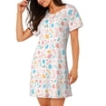 thumbnail image 2 of Kdxio Happy Easter Pattern Womens Short Sleeve Sleepshirt Scoopneck Cute Nightdress Ruffle Comfy Nightgown, 2 of 6