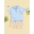 thumbnail image 3 of Suealasg Toddler Baby Boys 2Pcs Outfits Set Clothes 1T 2T 3T 4T Summer Beach Party Shorts Set Kids Boys Short Sleeve Lapel Collar Tops + Shorts Set, 3 of 9