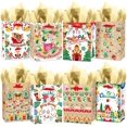thumbnail image 1 of qiqee Christmas Bags Set of 8 - White Bags with Angel Design(8PCS with different patterns, 24PCS Tissue Paper as a gift, Medium Size 4.3"x 7.7"x 9.6"), 1 of 7