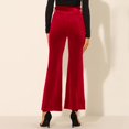 thumbnail image 4 of Pantalones Sueltos De Mujer Cintura Alta Pierna Ancha Con Cinturón Pantalones De Campana De Color Puro Con Bolsillo Lateral Rojo S, 4 of 6