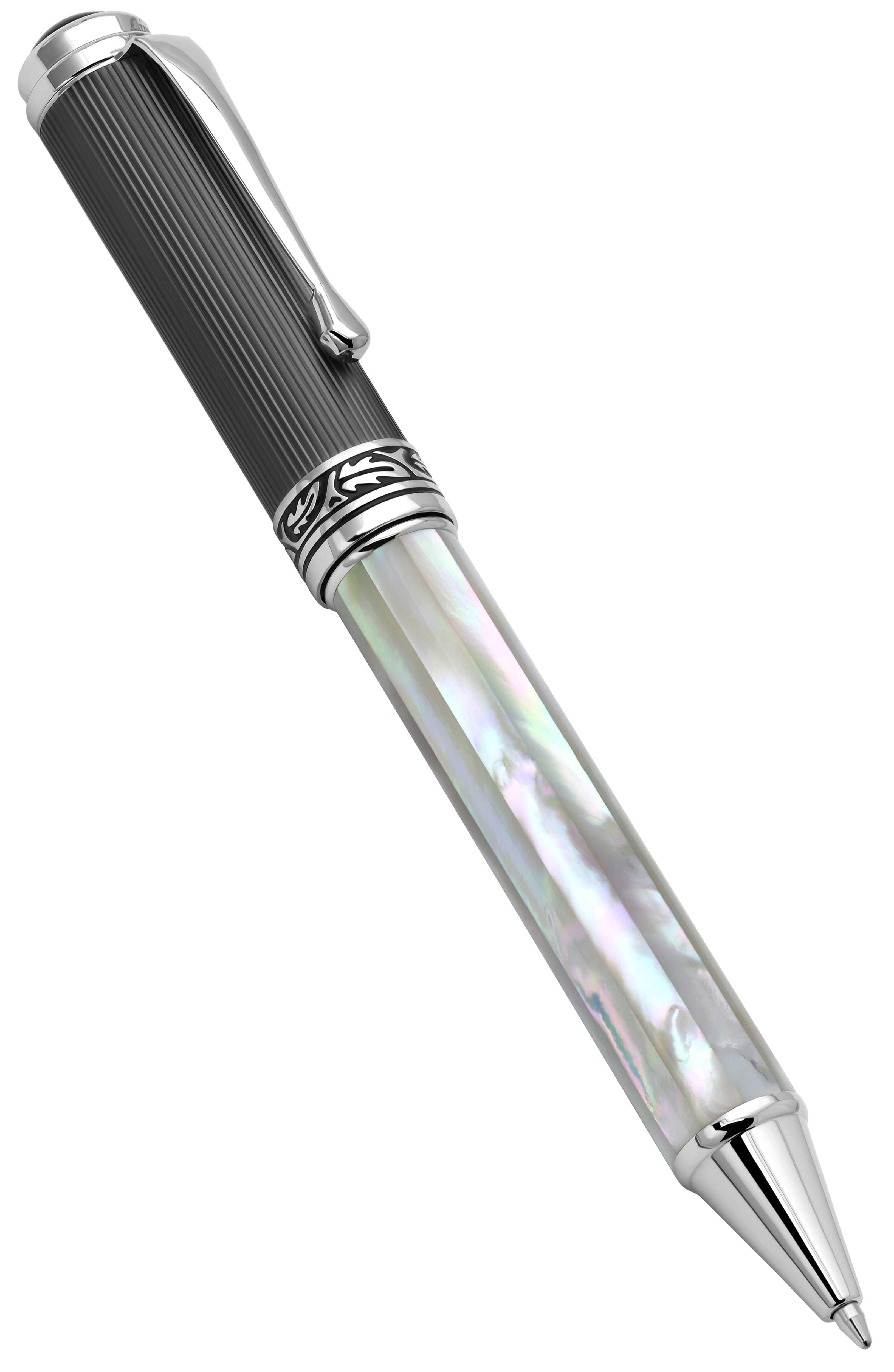 Xezo Xezo Maestro® Oceanic White Mother of Pearl Ballpoint Pen - DLC (Diamond-Like Coating) PVD Cap