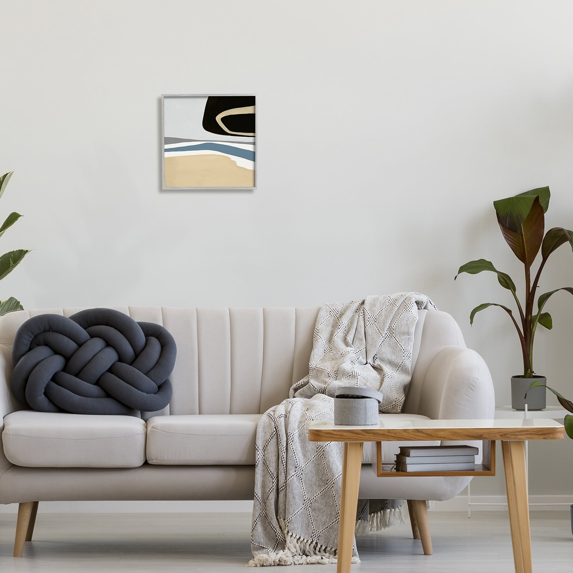 Stupell Industries Modern Asymmetrical Composition Abstract Painting Gray Framed Art Print Wall Art, 12 x 12