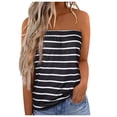 thumbnail image 2 of Loose Tank Tops for Women Women's Stripe Print Strapless Bandeau Tank Casual Loose Top Camisole Tops for Women Black L, 2 of 5
