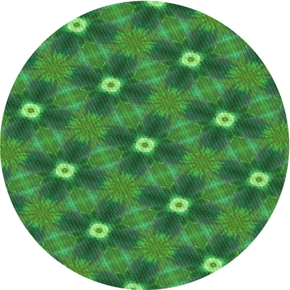Ahgly Company Machine Washable Indoor Round Transitional Forest Green Area Rugs, 8' Round