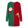 thumbnail image 3 of Christmas Long Hoodies for Women 2025 Long Sleeve Color Block Graphic Hooded Sweatshirt Hoodie Dress Pullover Tops, 3 of 5