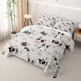 thumbnail image 3 of Manfei Cartoon French Bulldog Twin Quilt Set, Cute Dog Paw Twin Coverlet Set, Light Gray, 2 Pieces, 1 Bedspread and 1 Pillowcase, 3 of 7