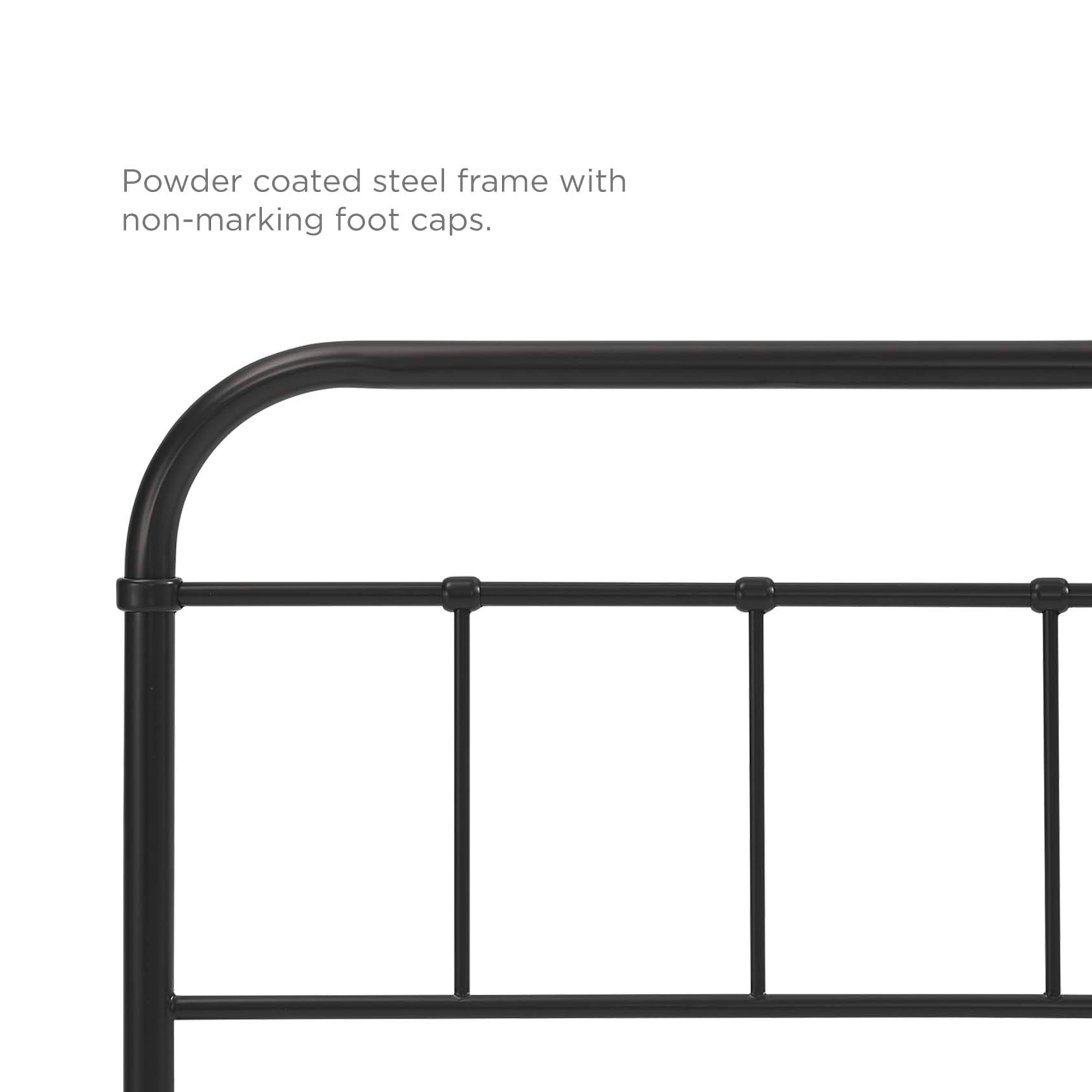 Modway Serena Metal Stainless Steel Adjustable Headboard, Twin, Brown