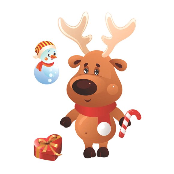 Jingsheng Christmas Static Sticker Fridge Window PVC Decal Home Office Shop Self-adhesive Decoration, Animal