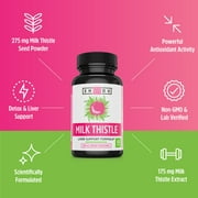 Zhou Milk Thistle Standardized Silymarin Extract for Maximum Liver Support | Detox, Cleanse & Maintain | 60 Tablets