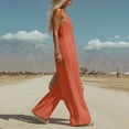 thumbnail image 5 of Linen Jumpsuit for Women Playsuits Wide Leg Dressy Pants Overall Ladies Summer Casual Dungarees Romper with Pockets Orange XL, 5 of 7