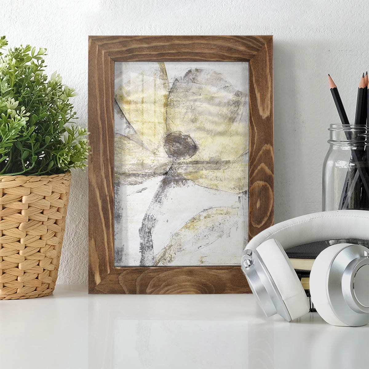 Une Fleur II - Framed Print w/glass - Walnut