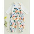 thumbnail image 3 of Suealasg Little Girls 2Pcs Fall Clothes 1T 2T 3T 4T 5T Toddler Kids Girls Casual Autumn Outfits Long Sleeve Shirt and Heart/Flower Print Overalls Pants Set, 3 of 7