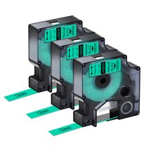 NineLeaf 3PK Compatible for DYMO D1 45019 1/2" x 23' (12mm x 7m) Black on Green Label Maker Tape for Label Manager 100 120P 160 210D