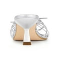 thumbnail image 2 of INSPIRE CHIC Women's Square Toe Strappy Strap Kitten Heels Slide Sandals Silver 6, 2 of 7