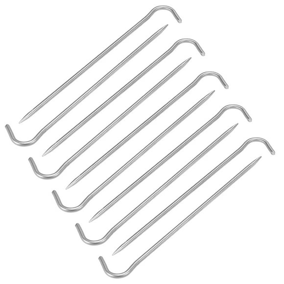 Tent Pegs 10 Pack, 6.6in, 8g Each, Pitching Tent Nails with Hook Ideal for Anchoring Tents, Shelters, Canopies