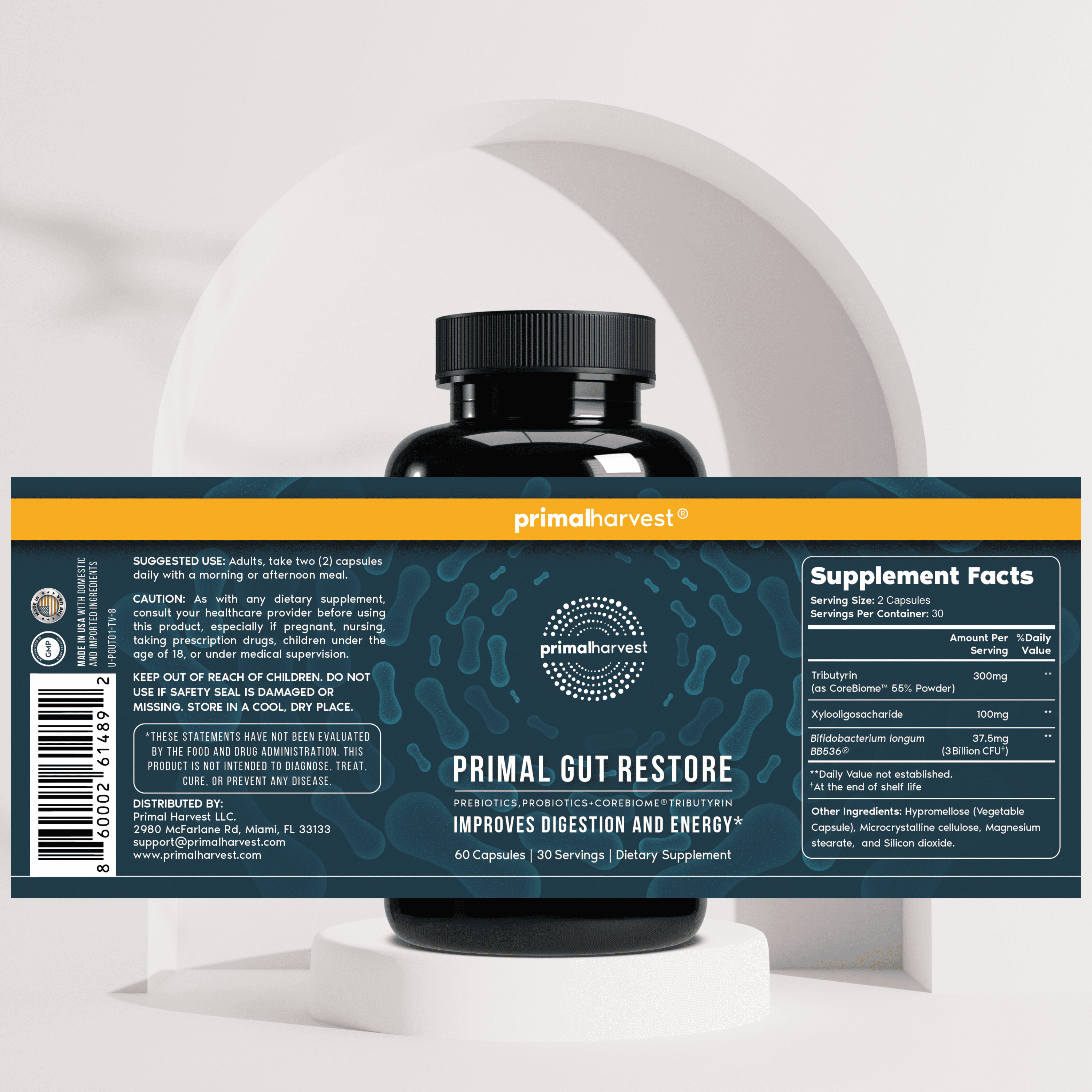 Primal Harvest Gut Restore improves digestion and energy (60 Capusles)