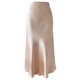 thumbnail image 3 of Gibobby faldas para mujer invierno con cintura elástica oculta de cintura alta de satén para mujer(Beige, L), 3 of 4