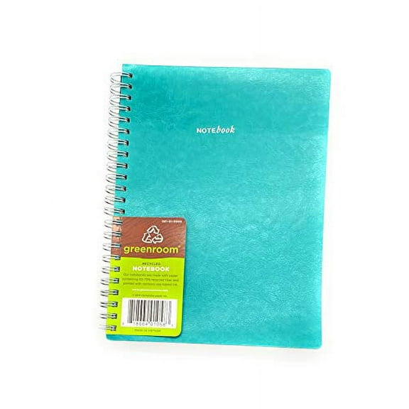 GreenRoom Spiral Journal - Flexible Leather Cover Size 6'' X 8'' (Dark Turquoise) 80 sheets, 160 pages
