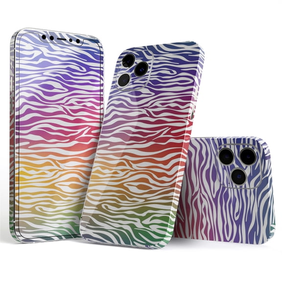 DesignSkinz Colorful Vector Zebra Animal Print Full-Body Skin Decal Wrap Cover for iPhone 16