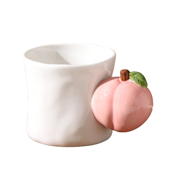 Glass&Bottle Handmade Ceramic Cup with Irregular Fruit-Shaped Handle - Teacup for Home Use Dishwasher & Microwave Safe Practical Idea