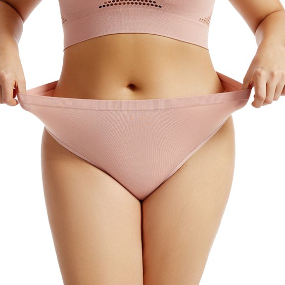 AWZXDE Womens Thong Seamless Plus Size Workout Sports Low Rise Cotton Gusset T-Back Underwear Womens Underwear Pink