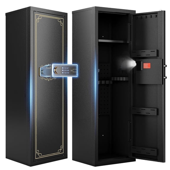 Sapital 10-12 Biometric Rifle Safe, Touchscreen Gun Cabinet with Adjustable Shelves & Gun Rack