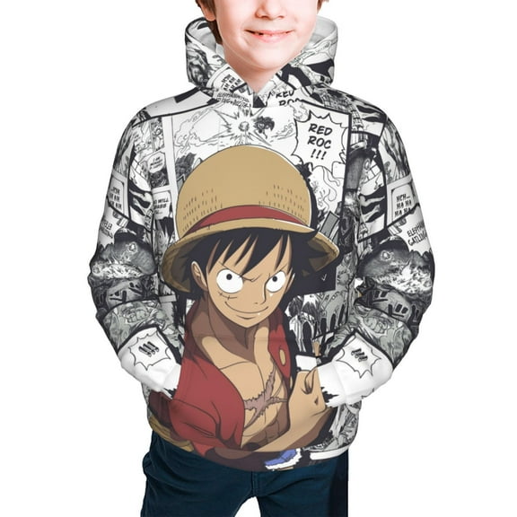Anime One Piece Hoodie for Kids Teens L Pullover Sweatshirt Anime One Piece Merch for Boys Girls
