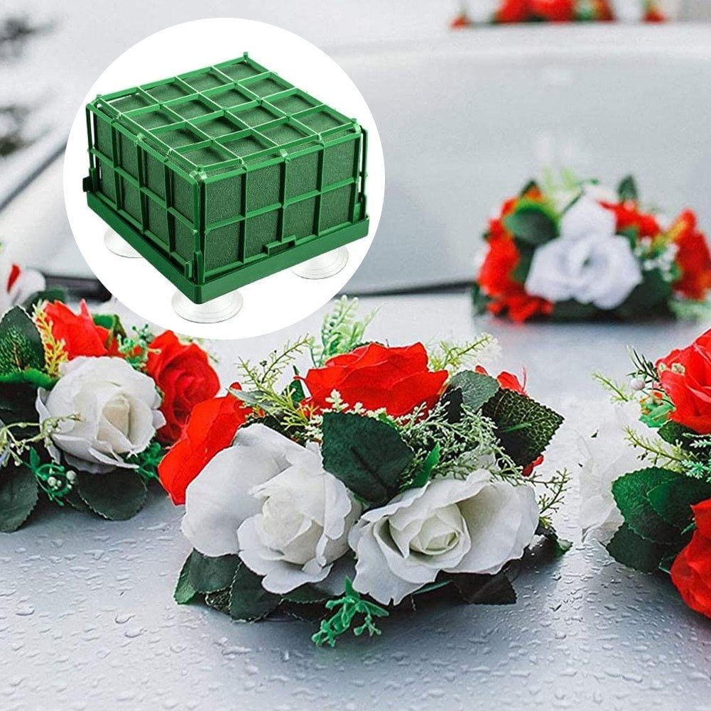 Hzzsbu 4Pcs Floral Foam Blocks Floral Foam Cage for Flower Arranging Dry Florist Foam Bricks, Flower Arranging Foam for Wedding Party, Home Garden Decoration