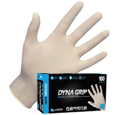 Dyna Grip Powder-Free Exam Grade Premium Latex Disposable Gloves, 7 Mil - 2XL - 100 Count, Textured Grip, Beaded Cuff, for Automotive, Industrial, Janitorial, MRO, Food Service, 650-1005