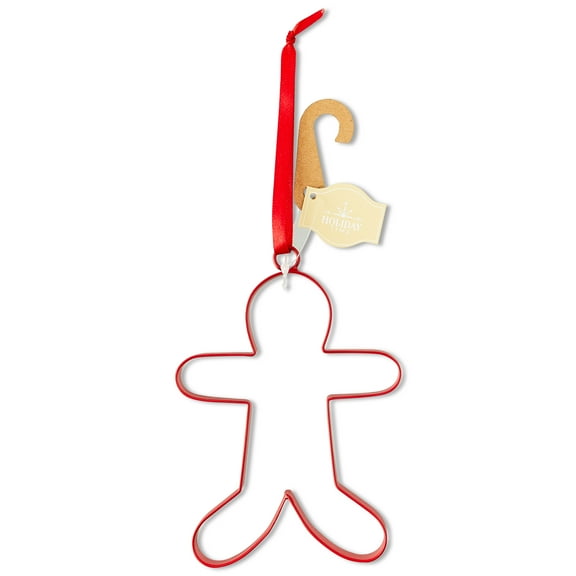 Red Metal Gingerbread Man Christmas Ornament, 5.75", by Holiday Time