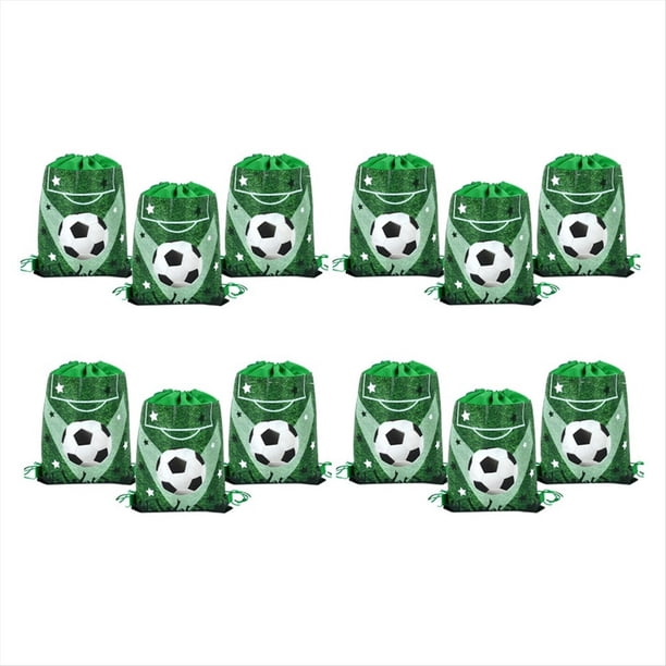 12 Uds. Bolsas con Cordón para Recuerdos de Fiesta de Fútbol, Bolsa de Regalo de Balón de Fútbol, Suministros de Decoración para Fiestas Temáticas Deportivas para Niños B