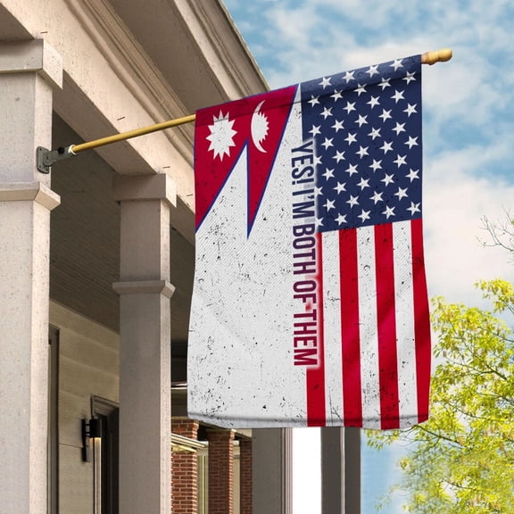 Nepali American My Home My Blood Heritage Nepal House Flag, Double-Sided Outdoor Yard Decor 29.5 x 39.5 Inch
