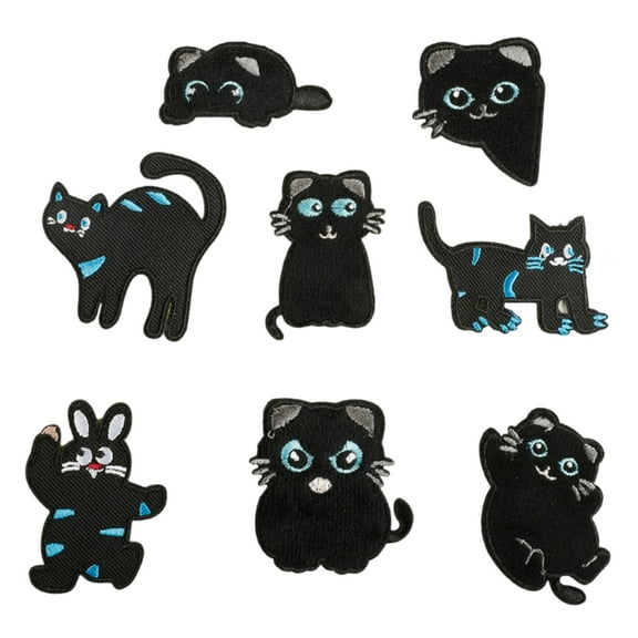 8 Pcs Iron On Patches Clothing Patches Animal Repair Patches Cartoon Cats Embroidery Patches for Bag Decoration