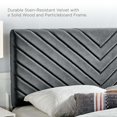 thumbnail image 4 of Platform Bed Frame, King Size, Charcoal Grey Gray, Velvet, Modern Contemporary, Bedroom Master Guest Suite Room, 4 of 9