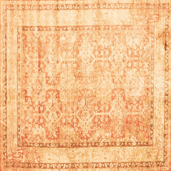 Ahgly Company Indoor Square Oriental Orange Traditional Area Rugs, 3' Square