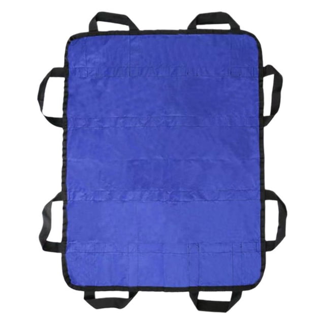 Multipurpose 48" x 40" Positioning Bed Pad with Reinforced Handles - Reusable & Washable Transfer Sheet for Turning, Lifting & Repositioning - Double-Sided Nylon Fabric, Blue