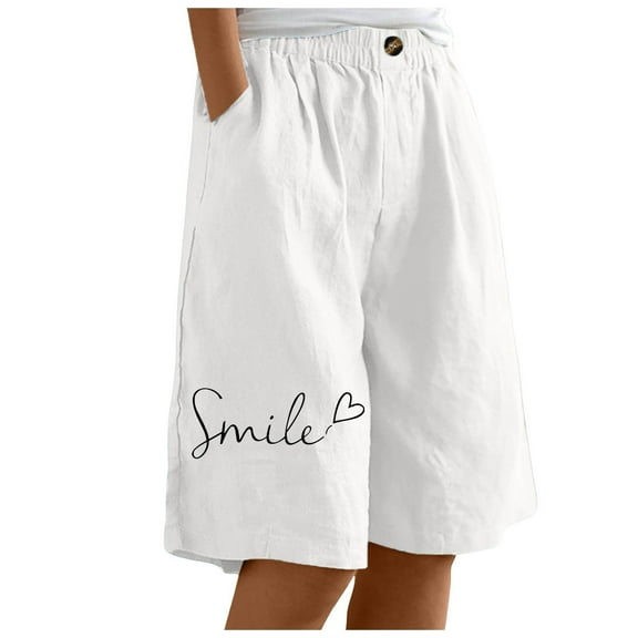 xingwang Clearance Shorts for Women High Waisted,Woman Elastic plus size Shorts Button Down Half Pants With Pocket Casual Short Pant Wide Leg Shorts White XL