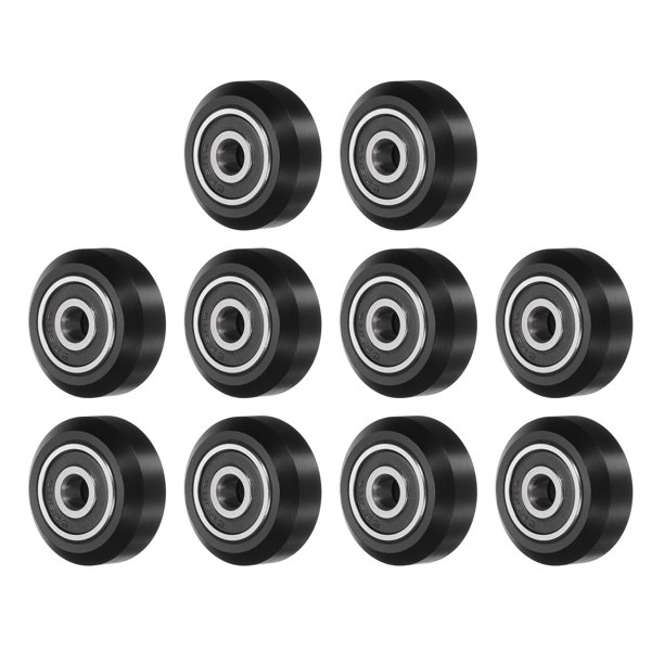 Uxcell 10 piezas de rodillos V-Slot para impresora 3D, ruedas de gantry de alta velocidad, rueda de polea POM con rodamientos de doble escudo 625ZZ (negro)