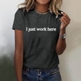 thumbnail image 2 of Wangmeiwg Women s Casual Solid Print Round Neck Short Sleeve Shirt Top Womens T-Shirts Dark Gray S, 2 of 4