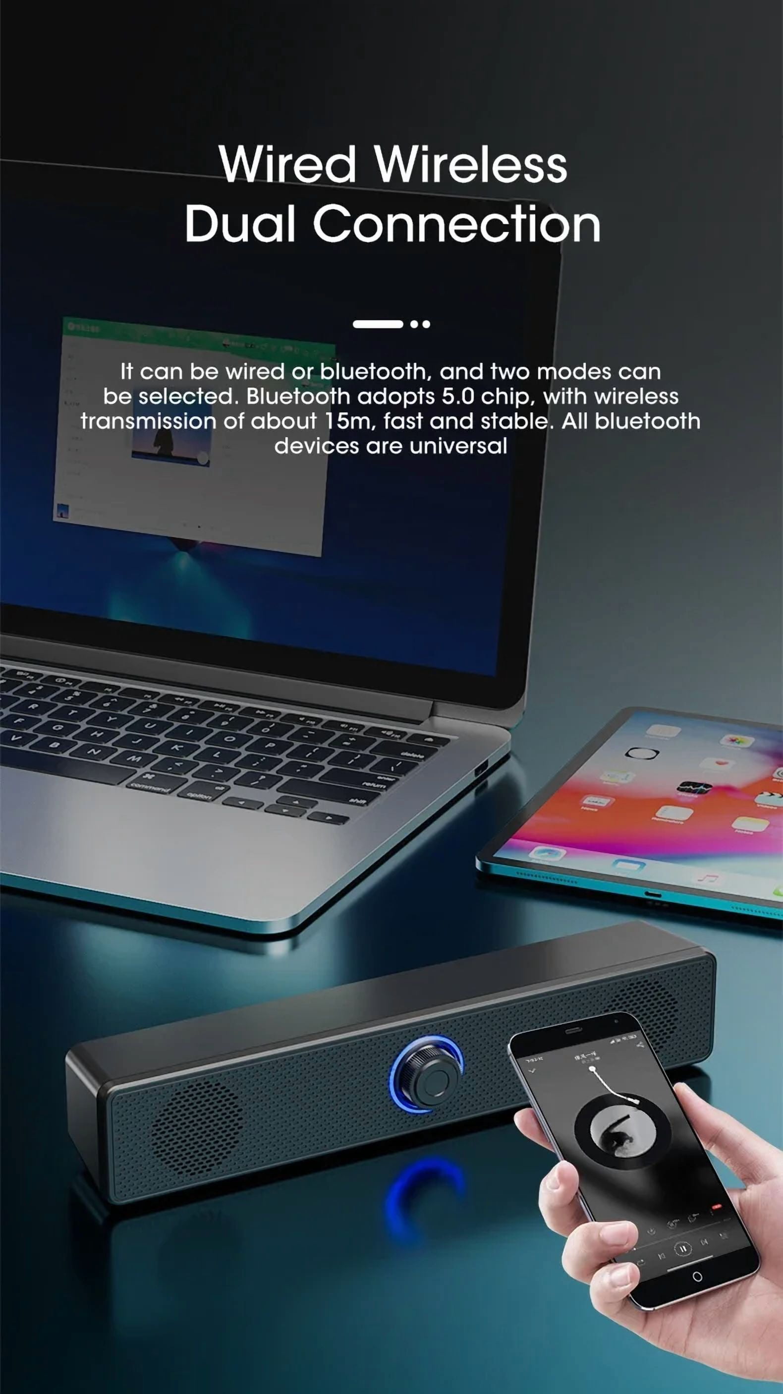 Computer Speakers PC Sound Box USB Powered Soundbar Wired and Wireless Bluetooth Speaker For Pc Gaming Surround Audio System(YX-1002)