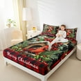 thumbnail image 4 of Manfei Chic Cardinal Bird Twin Sheet Sets 3 Pieces, Merry Christmas Twin Fitted Sheet, Xmas Red Checkered Flat Sheet, Microfiber Bedroom Decor, 4 of 7