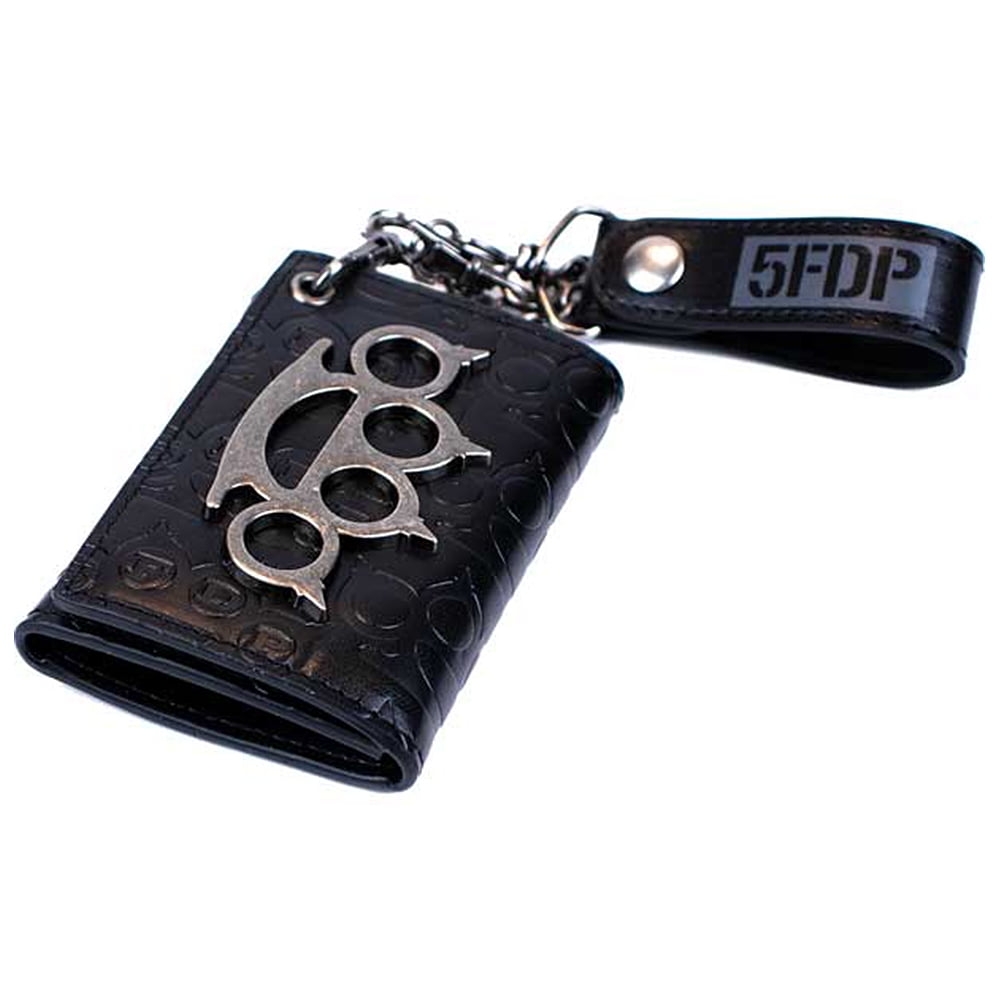 Five Finger Death Punch Brass Knuckle Badge Trifold Chain Wallet
