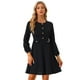thumbnail image 2 of Vestido de oficina de trabajo para mujer Vestido de manga larga con decoración de botones en contraste Negro M, 2 of 2
